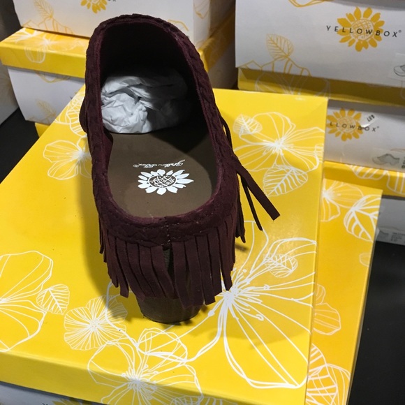 Yellow Box Maiden burgundy fringe clog - Picture 4 of 5